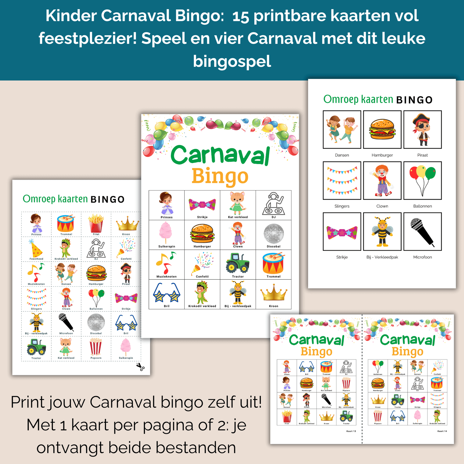 Carnaval vieren met kinderen: speel deze leuke bingo, tot 15 deelnemers  