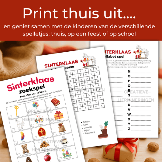 Te downloaden en printen Sinterklaas spelletjes bundel met 3 activiteiten
