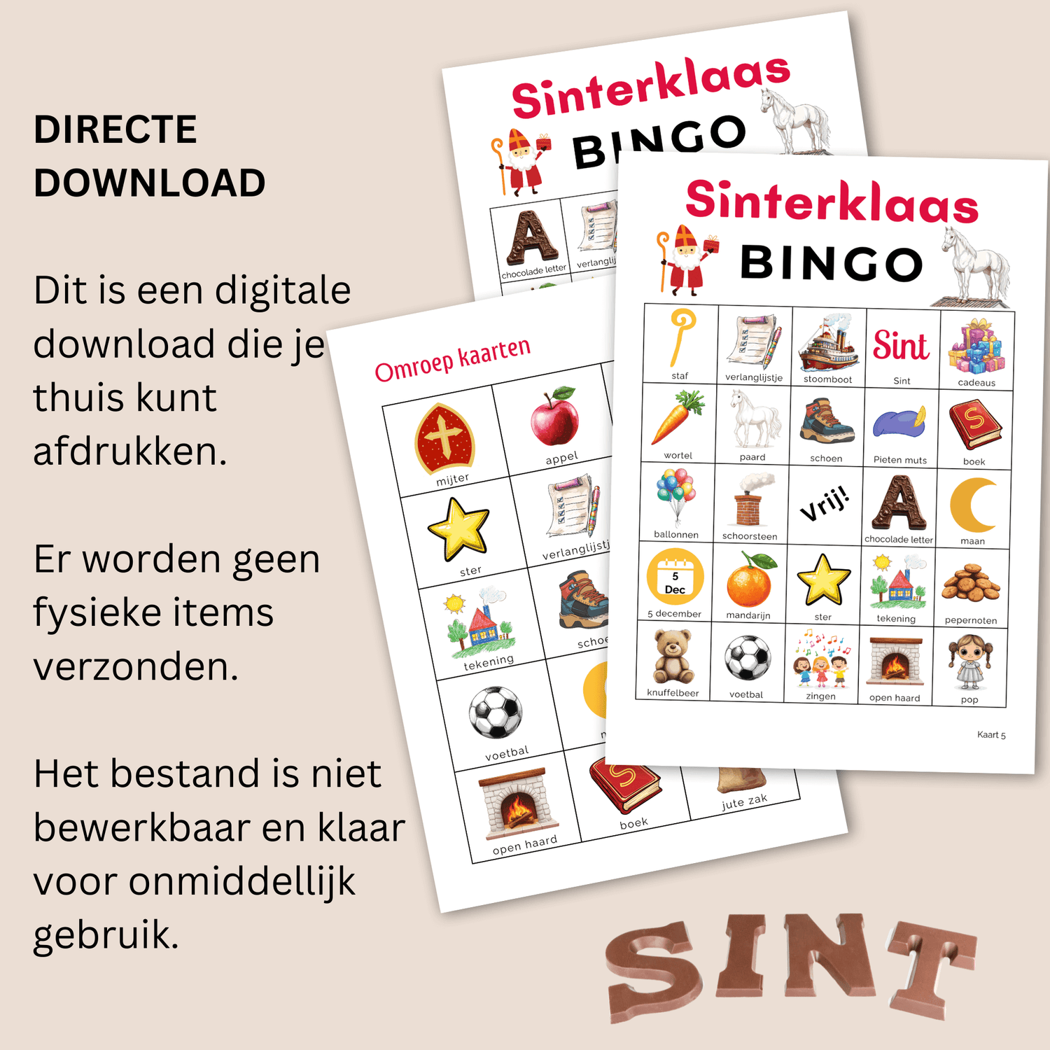 Vrolijke Sinterklaasbingo voor het gezin, familie en vrienden